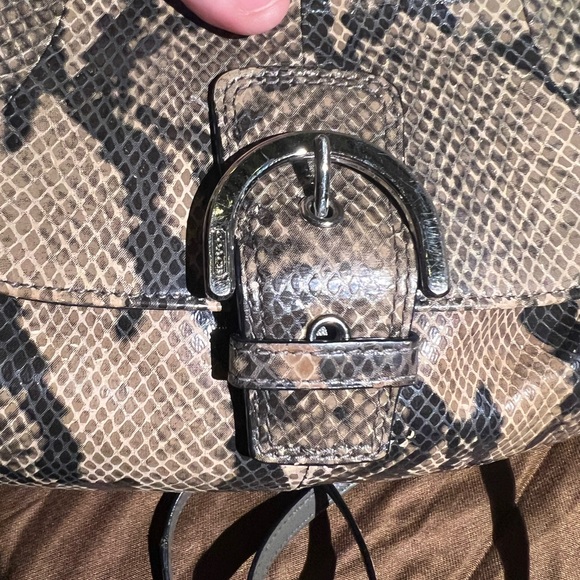 Coach Crossbody Python Soho Flap Brown And Black Purse Handbag Snake Skin Rare - Picture 2 of 9